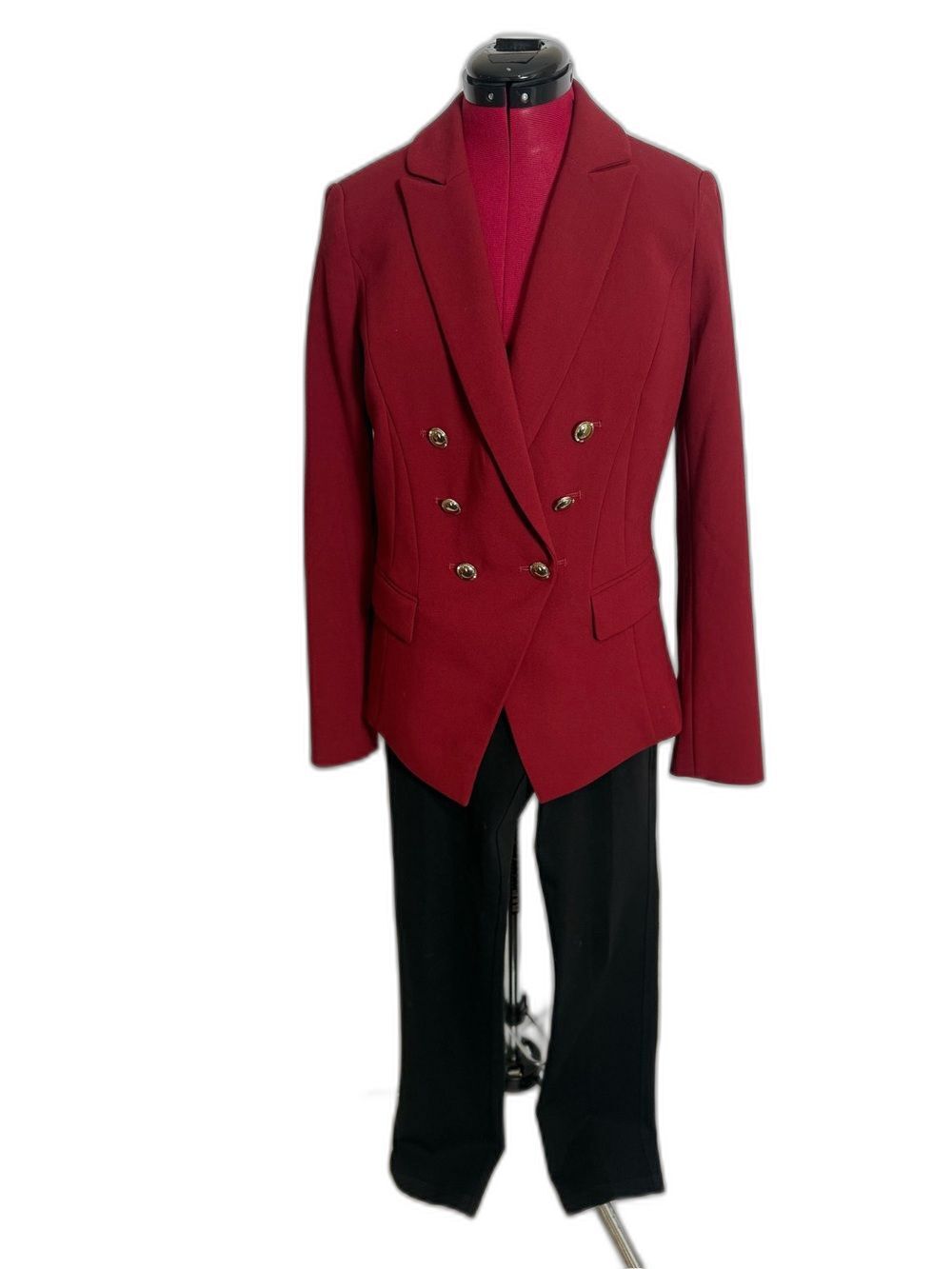 WHBM Pantsuit Women's Size 4 Burgundy & Black 3-Piece Set Blazer & 2 Pair Pants